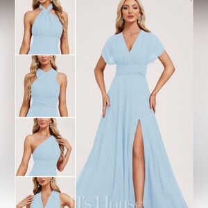 Convertible chiffon blue bridesmaid dress